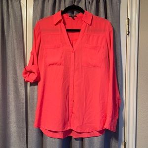 Neon Coral Portofino Button Down Blouse